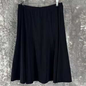 Travel Smith Petite Size MP Minimalist Casual Midi Flared Skirt Black Pull On